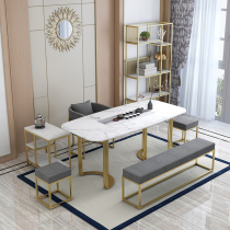Minzi marble tea table and chair combination light luxury simple modern small apartment balcony tea coffee table rectangular set