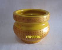  Ceramic Buddha supplies ornaments Antique incense inserts Gold Buddha word heart Sutra True nasturtium incense burner Imperial yellow