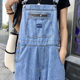 2023 new Korean style lengthened jumpsuit for age reduction and cute spring loose wide-leg denim overalls for women for all seasons