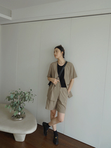 Maze Studios Big Meng Recommendation Advanced Green Grey Short Sleeve V Collar Suit + 50% Old Daddy Pants Suit