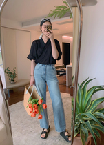 Maze Studios chao pro-skin spring with light blue straight cylinder Loose Broadleg Jeans Long Pants