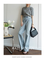 Maze StudiosDJ Sailuo spinning process does not lose the first-line brand straight high-waisted jeans self-retention recommendation