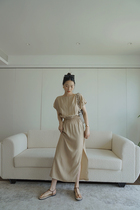 Maze Studios advanced sensation full of suit card with its color blouse ultra-display leg long open fork and half body dress