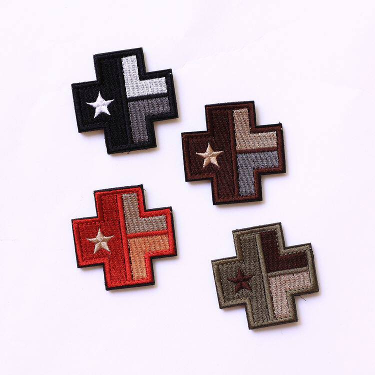 70-fold Texas Flag Cross Medical Seal 3D Full Embroidered Velcro Armband