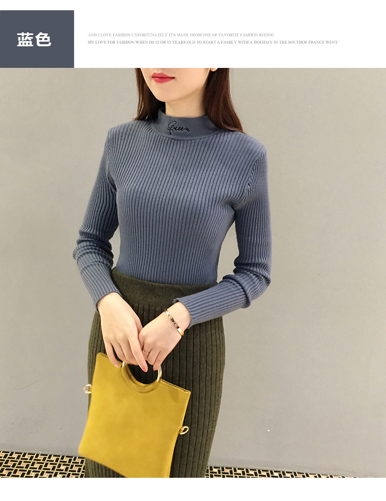 Áo sơ mi cộc tay mùa thu 2018 mới nửa cổ cao chạm đáy áo len mỏng áo len nữ dài tay áo cardigan nữ mỏng