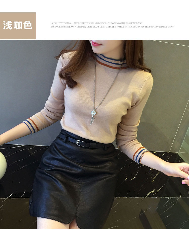 2018 mới thu đông siêu tốc bên trong áo cổ cao nửa cổ áo len cổ lọ nữ áo len dài tay nữ thời trang nữ