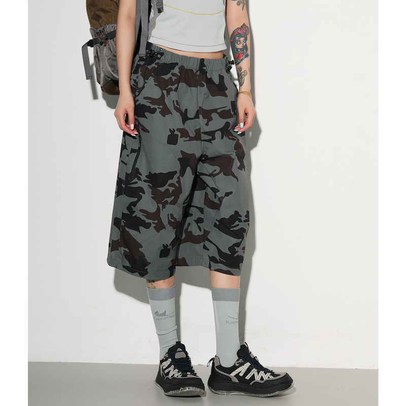 Teethease Outdoor Work Pants for Men and Women, Summer Quick-Dry Water-Resistant Camouflage Casual Pants, Three-Quarter Length Pants