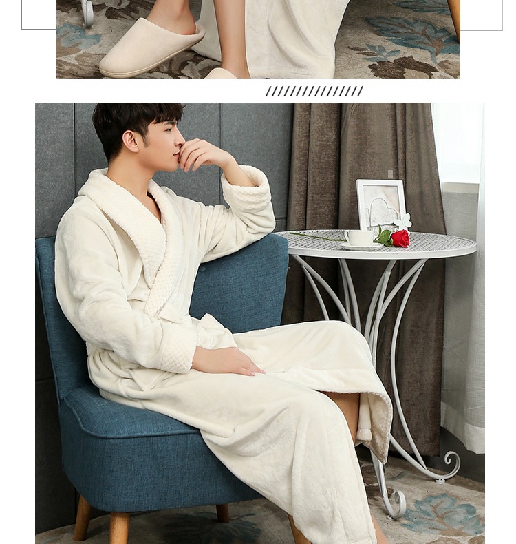 Áo ngủ nữ mùa thu và mùa đông flannel dày áo choàng tắm dài nam san hô nhung áo choàng tình yêu đơn giản dịch vụ nhà đêm đồ ngủ sexy mới nhất 2021