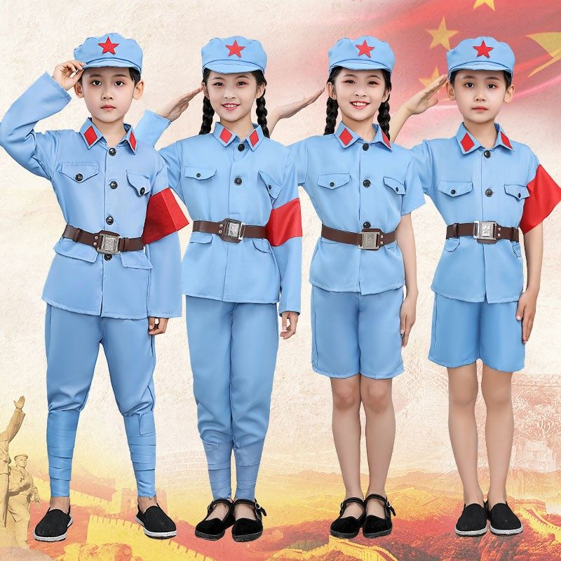61 Children's Little Red Army Performance to serve the Eighth Route Army Red Guard Semi-red Stars to perform early childhood drama dance suit