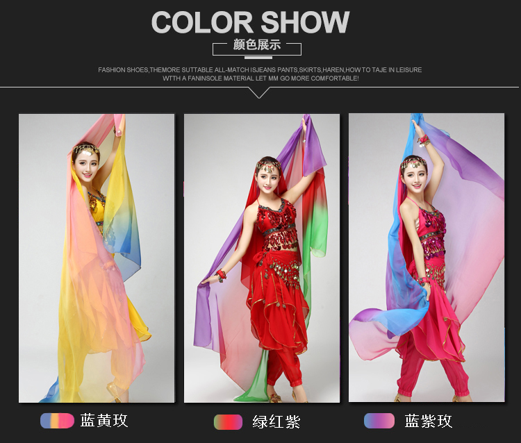 Kéo dài và mở rộng bụng múa gạc màu gradient màu tay sợi ném sợi khăn lớn biểu diễn múa khăn lớn J - Khiêu vũ / Thể dục nhịp điệu / Thể dục dụng cụ giầy nhảy dancesport