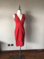 Discounted authentic Bardot red Morgan V-neck back-breasted lace dress in stock XS size