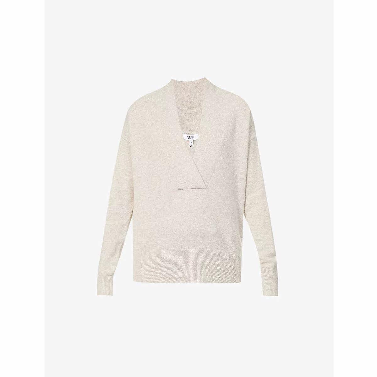 Reiss mens Amelia turquoise collar cashmere sweater woman 2021 new luxury 100 lap jacket