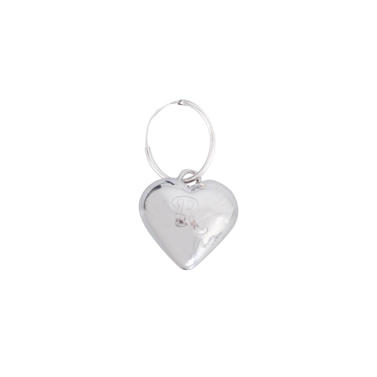 Raf Simons RafSimon R small heart-shaped single silver earrings 2022 new spring summer ladies