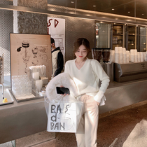 ByYou2020 winter white V-collar imitation mink sweater womens new loose Joker coat base shirt