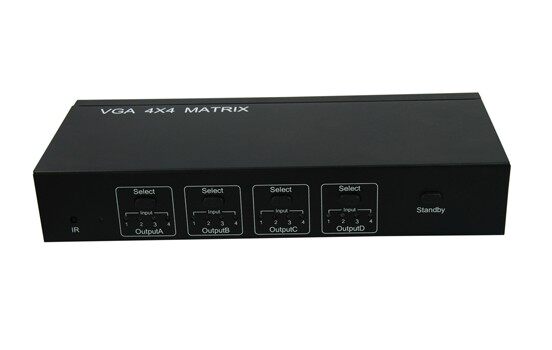 Ultra four-dimensional VGA four-in, four-out, 4-in, 4-out high-definition audio and video matrix with audio to send remote control 4x4