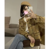 Ретро демисезонная куртка, кардиган для отдыха, французский ретро стиль, в стиле Шанель, увеличенная толщина