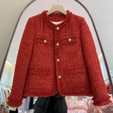 Зимняя красная атмосферная утепленная короткая куртка, в стиле Шанель, подходит для подростков