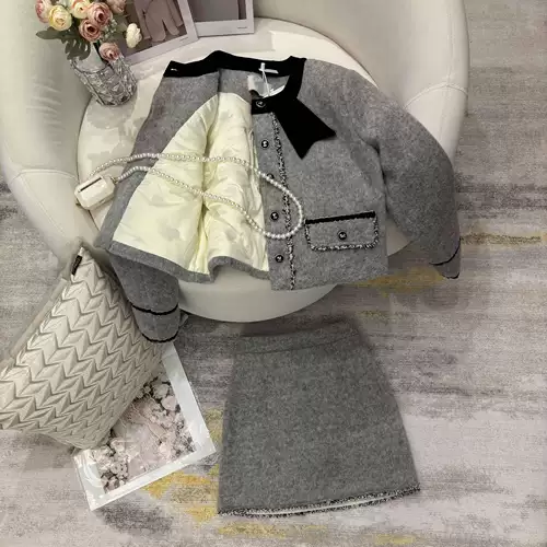 Вкладыш с пухом, зимний сексуальный комплект, юбка, утиный пух, в стиле Шанель, в западном стиле