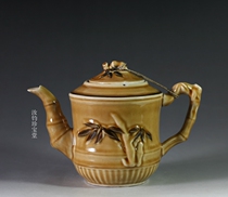 70s State Porcelain Factory Color Porcelain Tiger Leather Yellow Bamboo Festival Pot