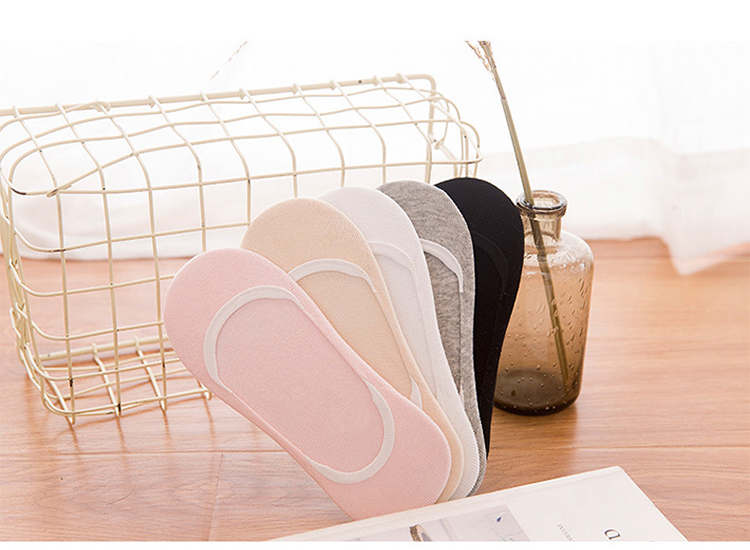 Mùa hè phần mỏng sợi tre nông miệng vớ của phụ nữ non-slip silicone cotton vớ vô hình thuyền socks giày đơn vớ peas vớ