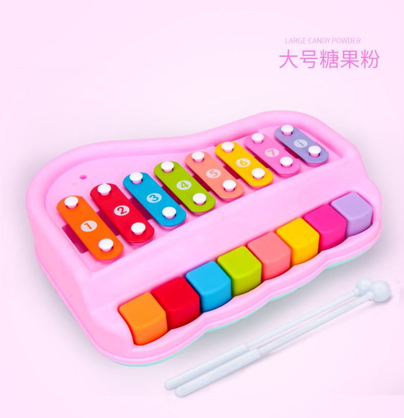 Búp bê Tiến sĩ Tám tay gõ vào cây đàn piano 8 tháng nhạc trẻ em đồ chơi trẻ em chơi nhạc cụ gõ hai trong một bộ lục lạc nhạc cụ cho bé