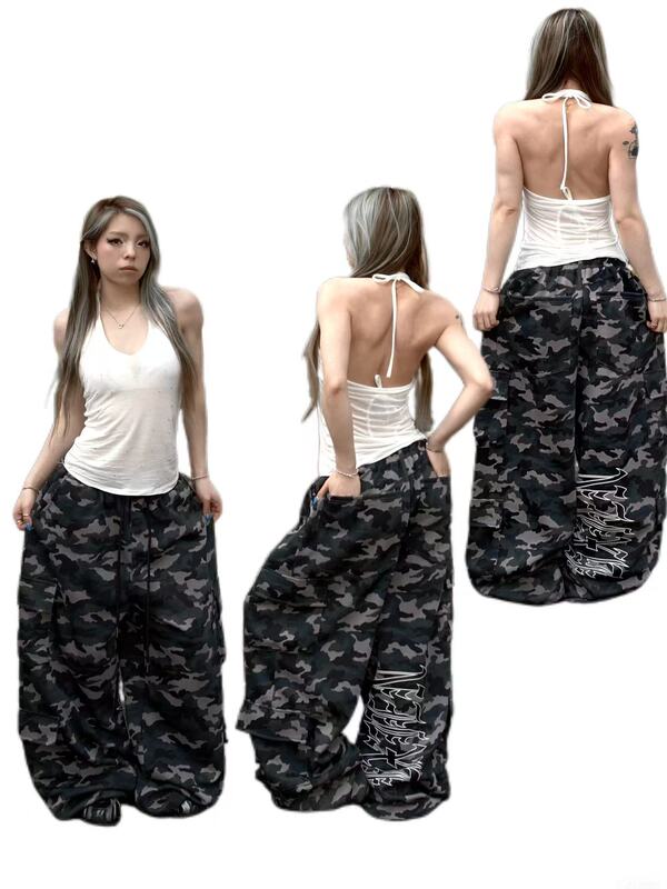 Hxien Original American-Style Large Pattern Camouflage Sweatpants Jazz Multi-Pocket Drawstring Soft Wide-Leg Pants Long Pants Hxien Original American-Style Large Pattern Camouflage Sweatpants Jazz Multi-Pocket Drawstring Soft Wide-Leg Pants Long Pants