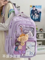 Сиреневый рюкзак, кошелек, с медвежатами