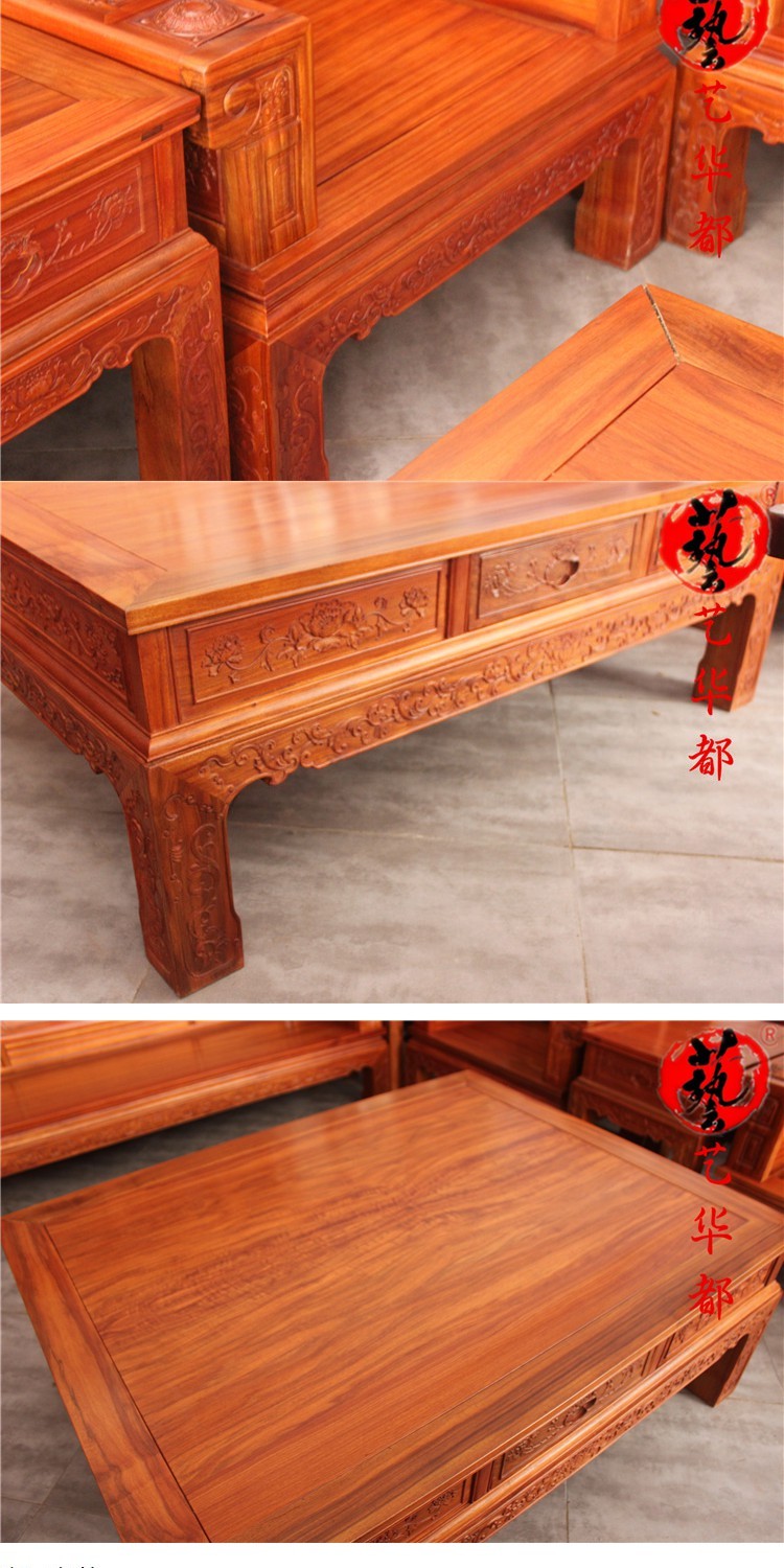 Nội thất gỗ gụ Gỗ sồi vàng châu Phi bộ 10 gỗ rắn phòng khách cổ điển Sofa Sofa Gỗ hồng mộc - Bộ đồ nội thất giường gấp thông minh