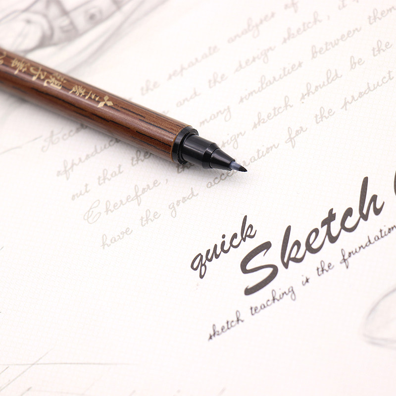 Japan Uni Mitsubishi Pfk-302N Dual-Tip Scientific Calligraphy Pen Soft Pen + Hard Pen for Calligraphy Practice Parent-Child Calligraphy Pen Wedding Invitation Calligraphy Signature Drawing Black Ink Dual-Tip Pen