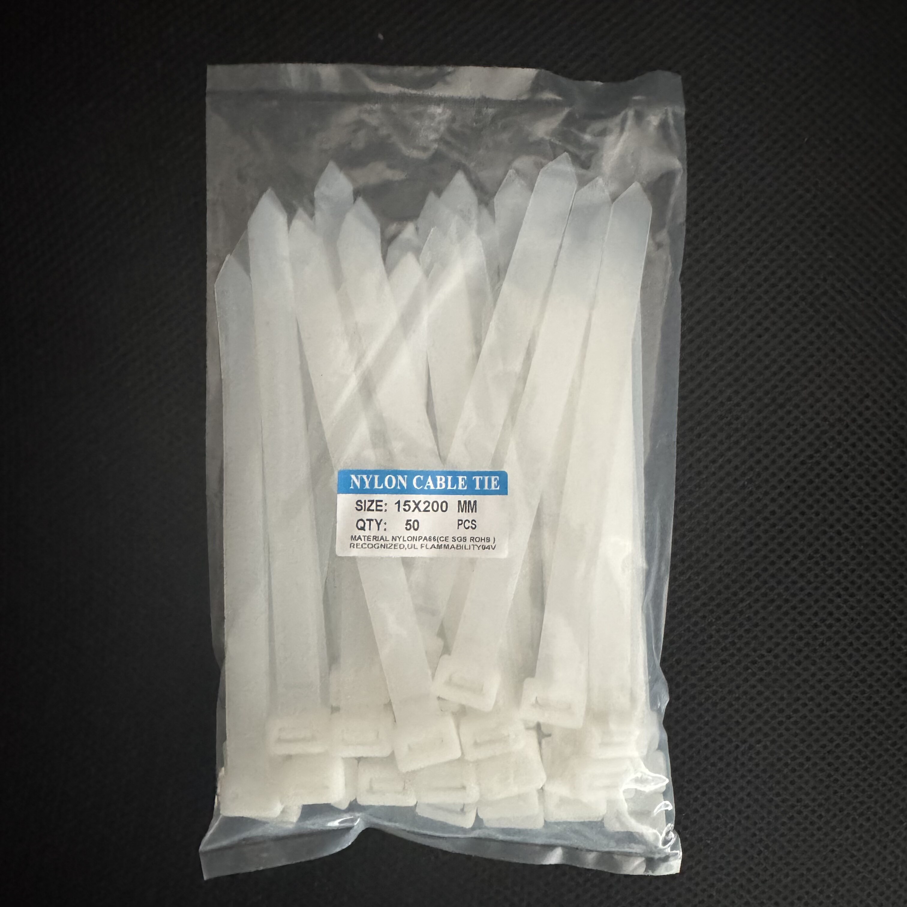 国标15x200自锁式TAIRU宽15mm环保50条全新料高强度抗拉尼龙扎带