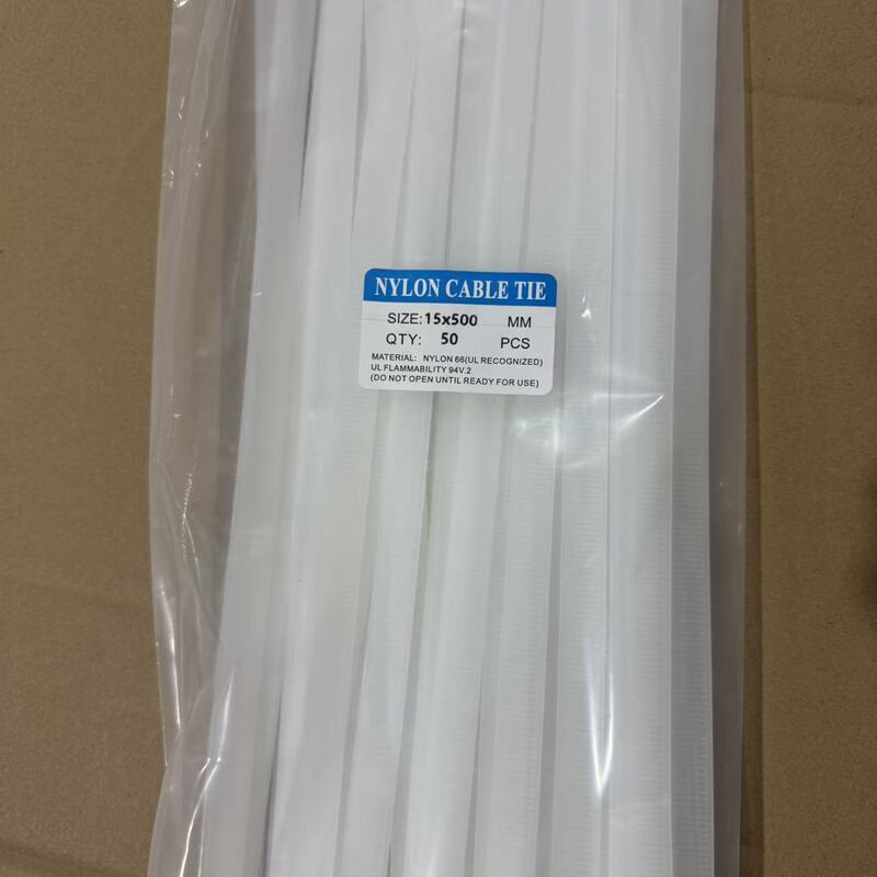 White 15*500 Self-Locking 12mm Wide New Material Eco-Friendly 50-Pack Nylon Cable Ties