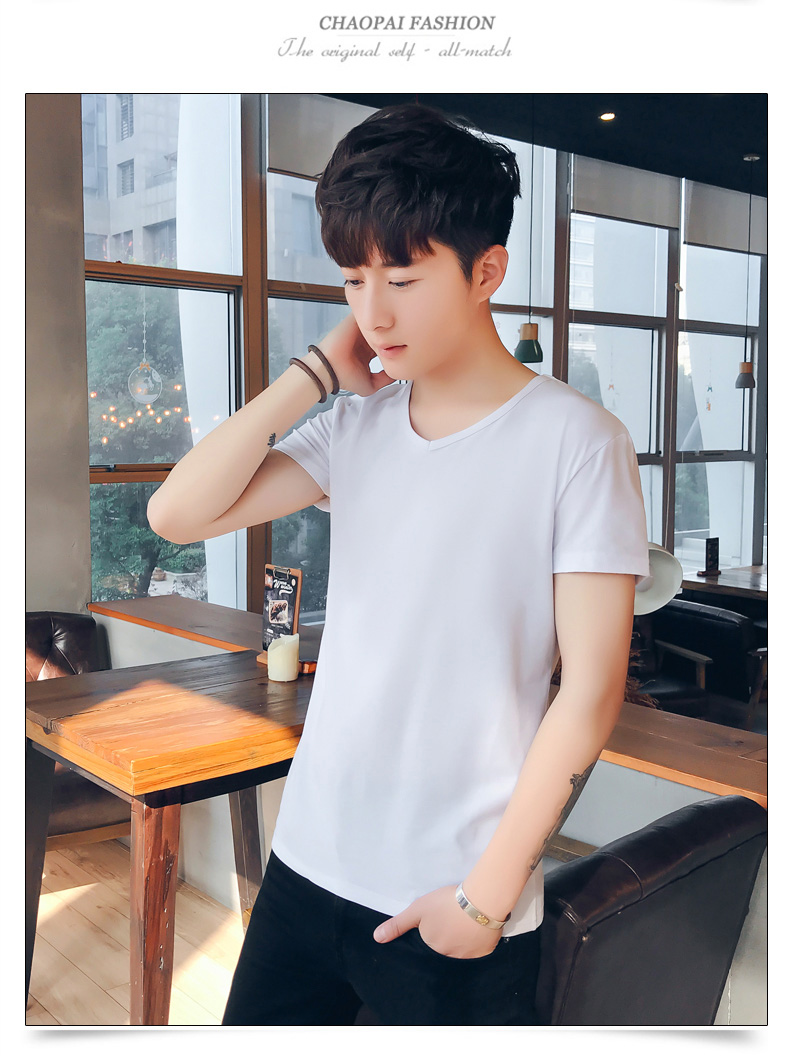 Ưu đãi đặc biệt 9,9 nhân dân tệ Áo thun nam tay ngắn màu rắn V-cổ Slim Đàn ông cỡ lớn chạm đáy áo sơ mi nửa tay áo thun t áo polo lacoste