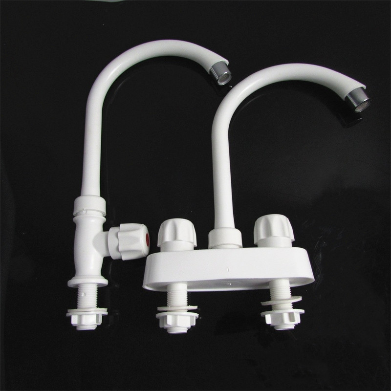 Home High Bent Plastic Tap Single Union Duplex Mixed Water Hot And Cold Vegetable Basin Kitchen Quick Open Valve Water Nozzle