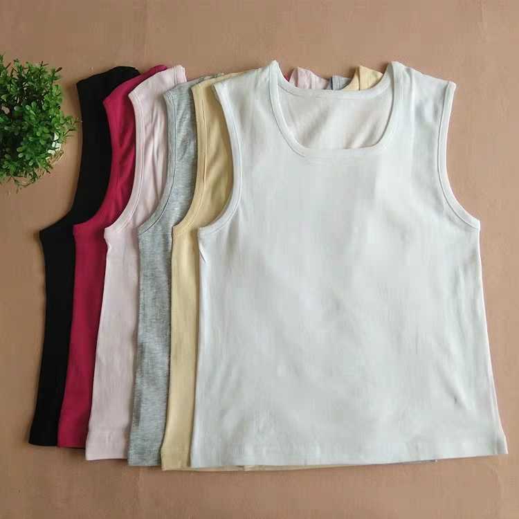 Summer middle-aged and elderly underwear pure cotton camisole women's all-match fat mm wide shoulder U-neck self-cultivation solid color bottoming shirt