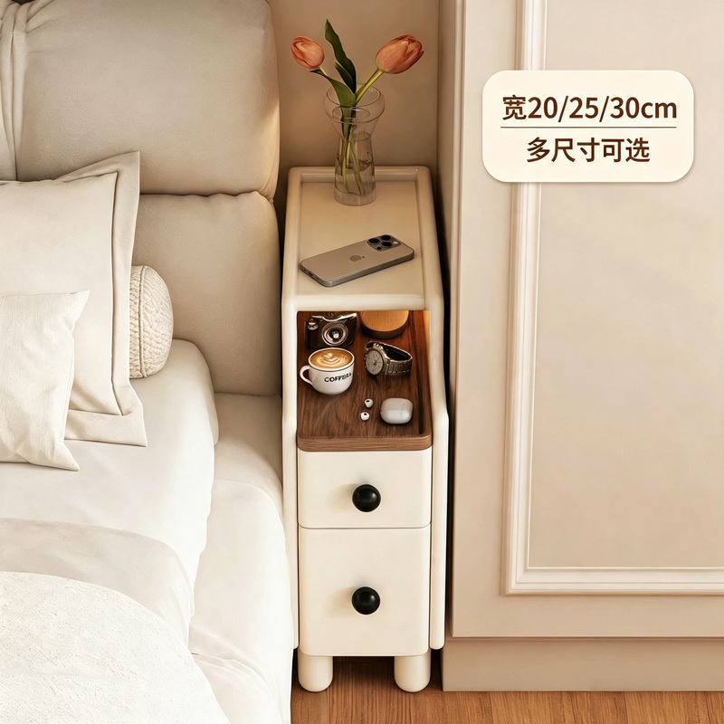 Solid Wood Bedside Table, Extremely Narrow, 20Cm/25Cm Narrow Side Cabinet, Ultra-Narrow Bedside Cabinet, Small Household Bedroom Cabinet Solid Wood Bedside Table, Extremely Narrow, 20Cm/25Cm Narrow Side Cabinet, Ultra-Narrow Bedside Cabinet, Small Household Bedroom Cabinet