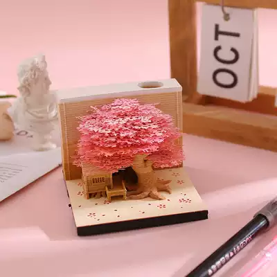 Net celebrity three-dimensional post-it note paper A deer has you Tree house paper carving building 3d post-it note surprise Kiyomizu Temple birthday gift