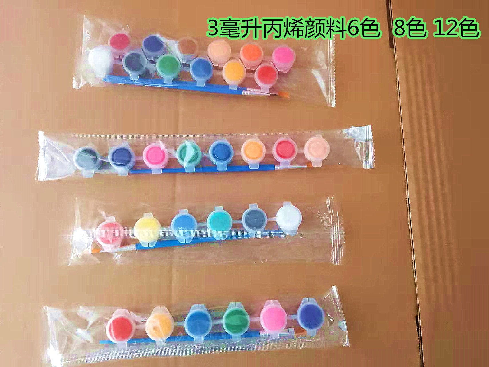 Children's 12 color acrylic paint 6 conjoined painting graffiti painting paint brush white mold filling plaster doll direct sales