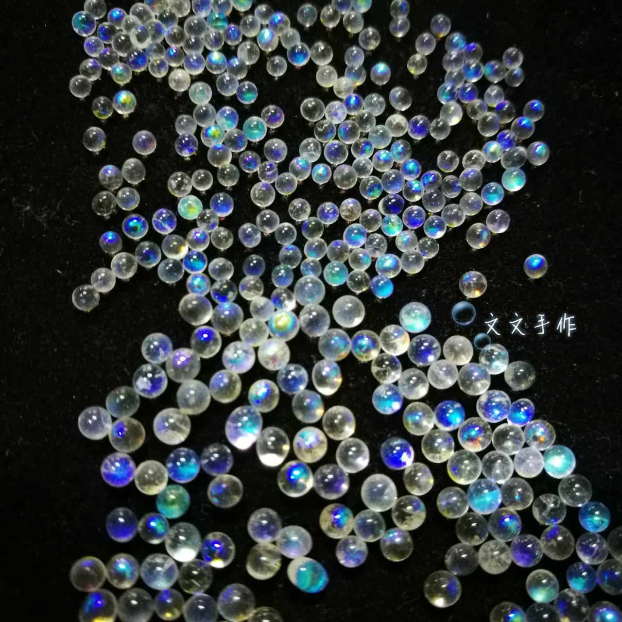 幽蓝幻彩气泡珠 透明幻彩幽蓝彩气泡珠 蓝色偏光10g装 实物貌美