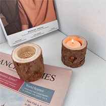 Retro Log Nostalcandlestick Candlestick Cafe Household Accessories Cafe Household Accessories