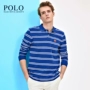 Royal Paul từ bi nam dài tay cotton nam ve áo nam sọc dài tay áo thun polo áo sơ mi chạm đáy - Polo áo có cổ