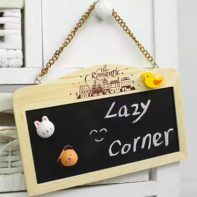 Double-sided small blackboard wooden magnetic hanging message board home store decoration White Drawing Board iron mesh accessories