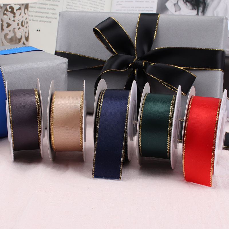 Christmas Ribbon Flower Florists Ribbon Hair Trims Exquisite Gift Box Bouquet Packaging Decoration Double-sided Gold Ribbon