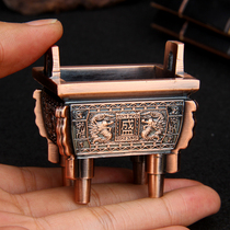 Antique copper ancient alloy incense burner copper incense insert Shengding Jubao Ding Fang Ding ornaments