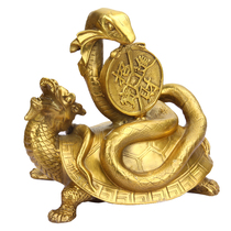 Pure Copper Turtle snake basalt square beast Dragon turtle ornaments copper basalt Fortune treasure living room