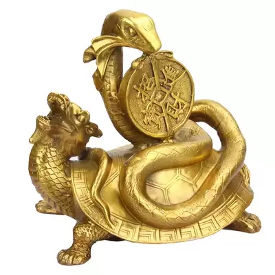 Pure Copper Turtle, snake, basalt, square beast, Dragon, turtle, ornaments, copper basalt, Fortune, treasure, living room
