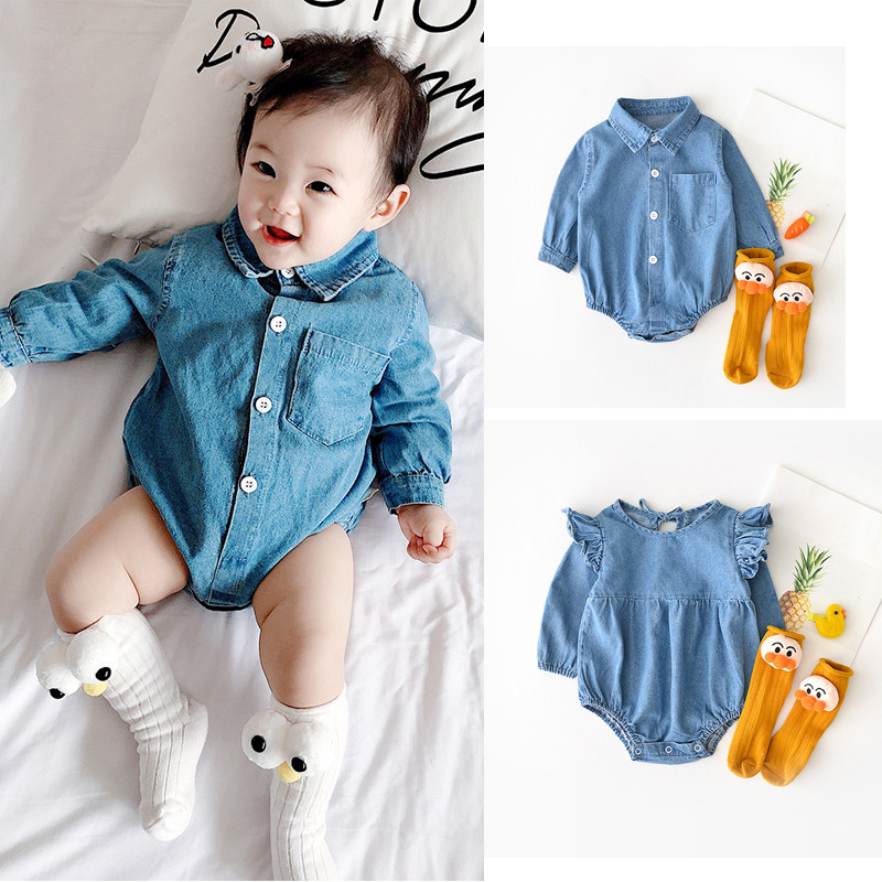 Korean children's clothing, one-year-old boys and girls, long sleeve cotton denim, brother and sister, sister and brother, dragon and phoenix tire photo clothes