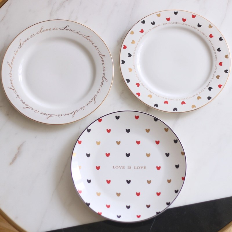 (Mengtian Liangpin)Phnom Penh love simple letter ceramic plate Main plate Dessert plate Banquet decoration plate