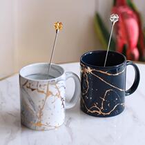 Dream field Good products] Light and luxurious Nordic Wind Ceramic Marble Gold Thread Texture Mark Cup Coffee Cup Lovers to the Cup