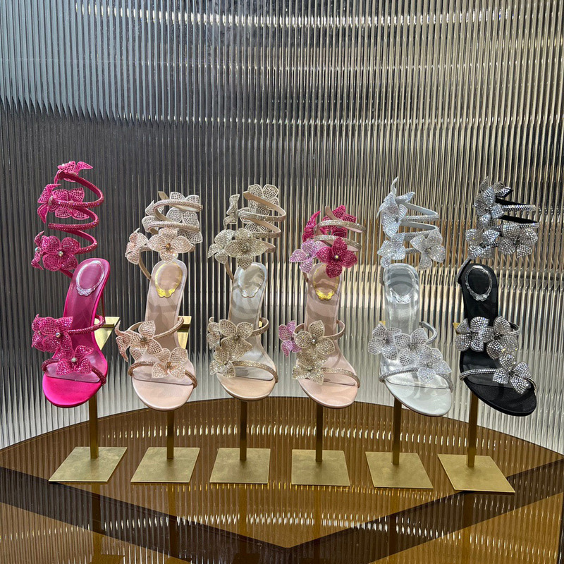 Flash Sale All-In-One Edition Rc.Mb.Cl.Rv.Sw Twisted Snake-Shaped Wedding Shoes Banquet Bridesmaid Crystal Flower High Heels