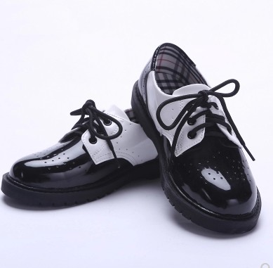 Boy Black Leather Shoes Street Dance Dance Breathable Single Shoes Children Flower Boy Gown School Performance Shoes